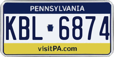 PA license plate KBL6874