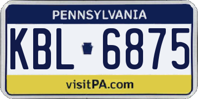 PA license plate KBL6875