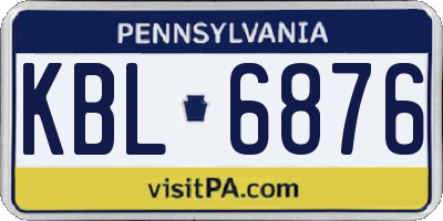 PA license plate KBL6876