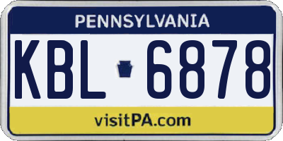 PA license plate KBL6878