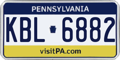 PA license plate KBL6882