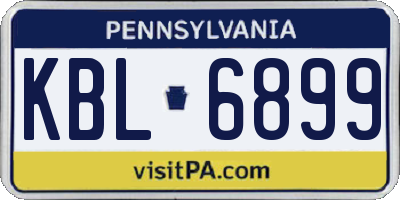 PA license plate KBL6899