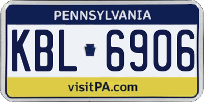 PA license plate KBL6906