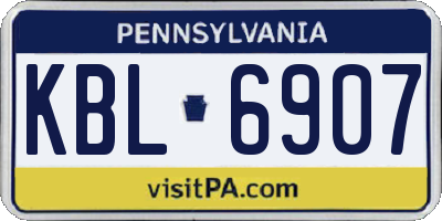 PA license plate KBL6907