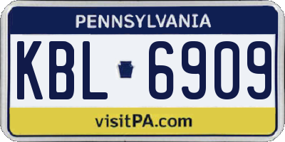 PA license plate KBL6909