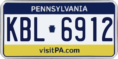 PA license plate KBL6912