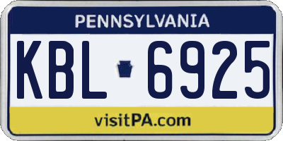 PA license plate KBL6925