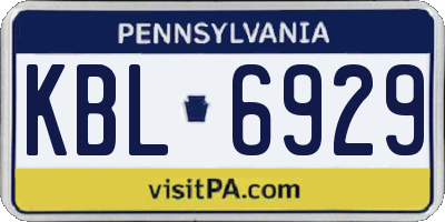 PA license plate KBL6929
