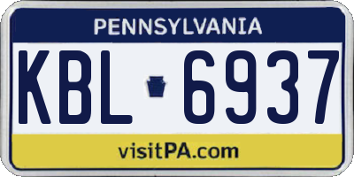 PA license plate KBL6937