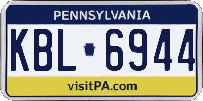 PA license plate KBL6944