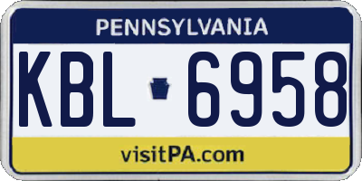PA license plate KBL6958