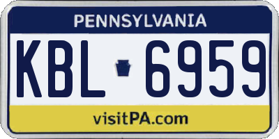 PA license plate KBL6959