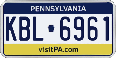 PA license plate KBL6961