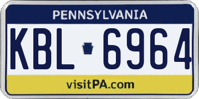 PA license plate KBL6964