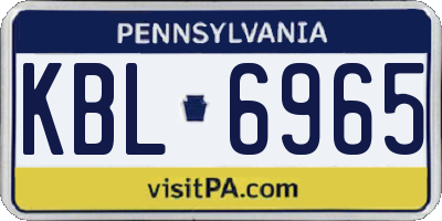 PA license plate KBL6965