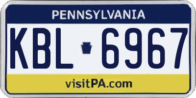 PA license plate KBL6967