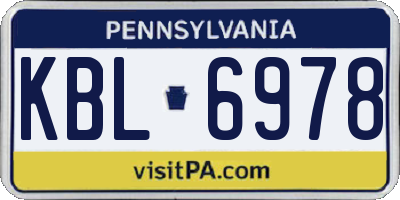 PA license plate KBL6978