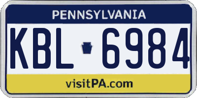 PA license plate KBL6984