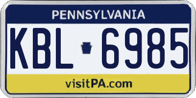 PA license plate KBL6985