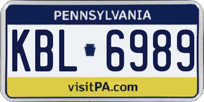 PA license plate KBL6989