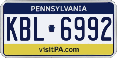PA license plate KBL6992