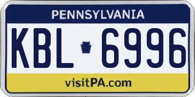 PA license plate KBL6996