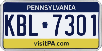 PA license plate KBL7301