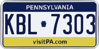 PA license plate KBL7303