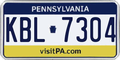 PA license plate KBL7304