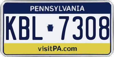 PA license plate KBL7308