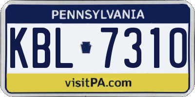 PA license plate KBL7310