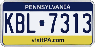 PA license plate KBL7313