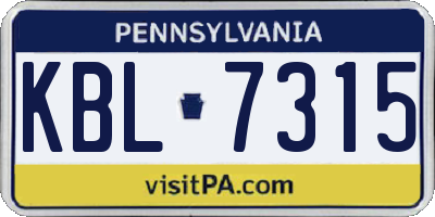 PA license plate KBL7315