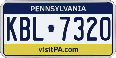 PA license plate KBL7320