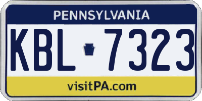 PA license plate KBL7323