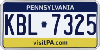 PA license plate KBL7325
