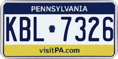 PA license plate KBL7326
