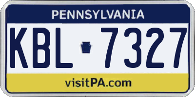 PA license plate KBL7327