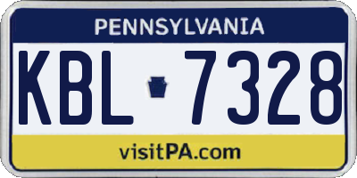 PA license plate KBL7328