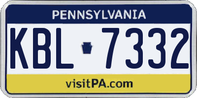 PA license plate KBL7332