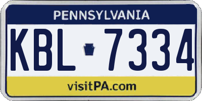 PA license plate KBL7334