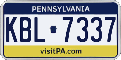 PA license plate KBL7337