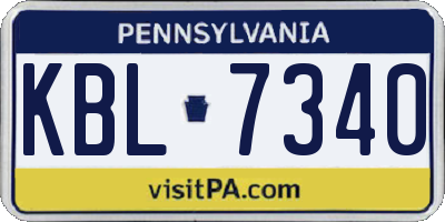 PA license plate KBL7340