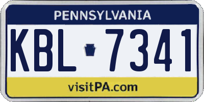 PA license plate KBL7341