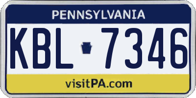 PA license plate KBL7346