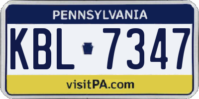 PA license plate KBL7347