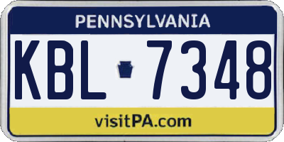 PA license plate KBL7348