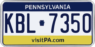 PA license plate KBL7350