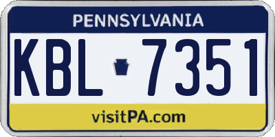 PA license plate KBL7351