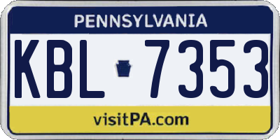 PA license plate KBL7353